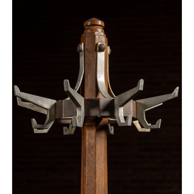 Early 20th Century Antique Oak Mission-Style Barbershop Coat Rack For Sale - Image 5 of 9