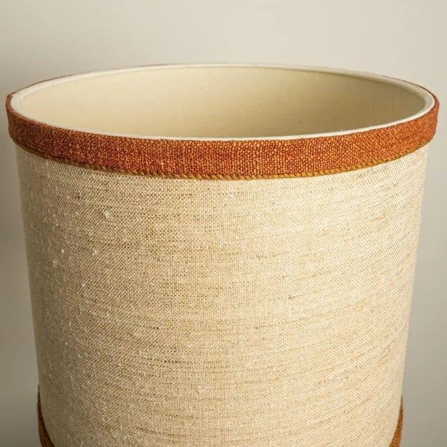 Metal Ceramic Table Lamp with Custom Silk Lampshade by René Houben, 1960s For Sale - Image 7 of 11