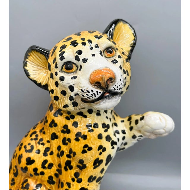 『 Yellow Leopard fam 』by Zuberi 60*60cm Vintage Mid-Century Italian Ceramic Leopard Figurine | Chairish