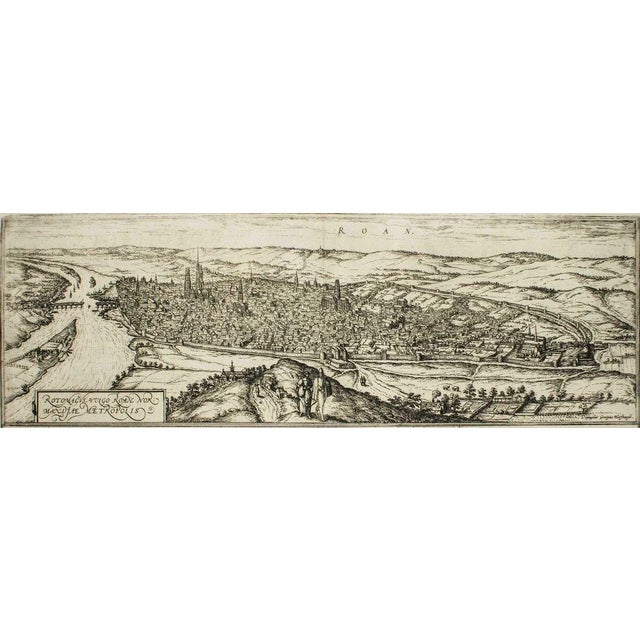 Rotomagus, from the collection Civitates Orbis Terrarum, Cologne, T. Graminaeus, 1572-1617. Good conditions. The...