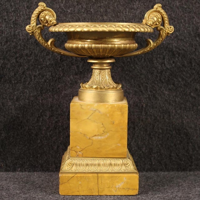 Gilded Bronze and Yellow Marble Centerpieces, 1930, Set of 2 For Sale - Image 11 of 13