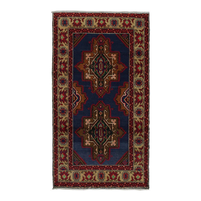 Red Rug & Kilim’s Baluch Runner Rug in Navy Blue With Rust Tone Medallions For Sale - Image 8 of 8