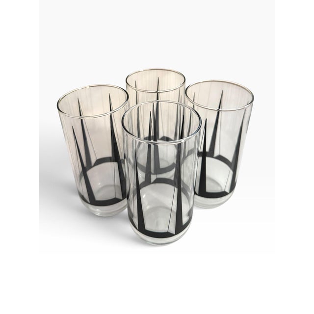 Vintage Mid-Century Modern Geometric Highball Glasses Georges Briard Style - Set of 4 For Sale - Image 9 of 10