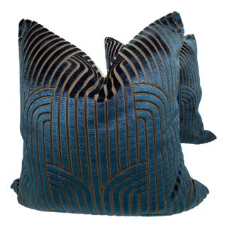 Blue Misa Carlton Pillows- a Pair For Sale
