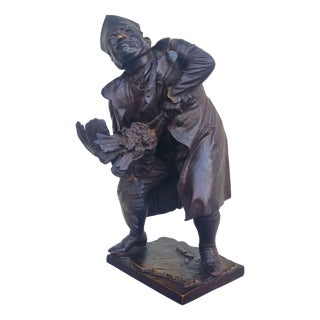 Sculpture of a Priest Strangling a Turkey, 20th Century, Bronze For Sale