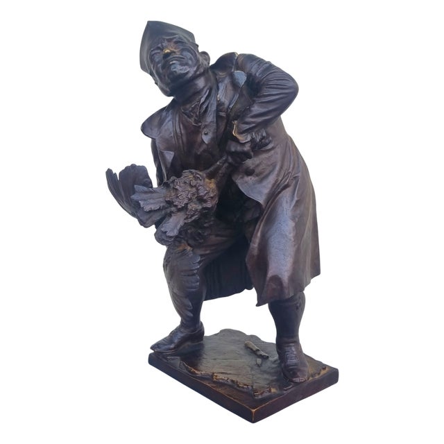 Sculpture of a Priest Strangling a Turkey, 20th Century, Bronze For Sale