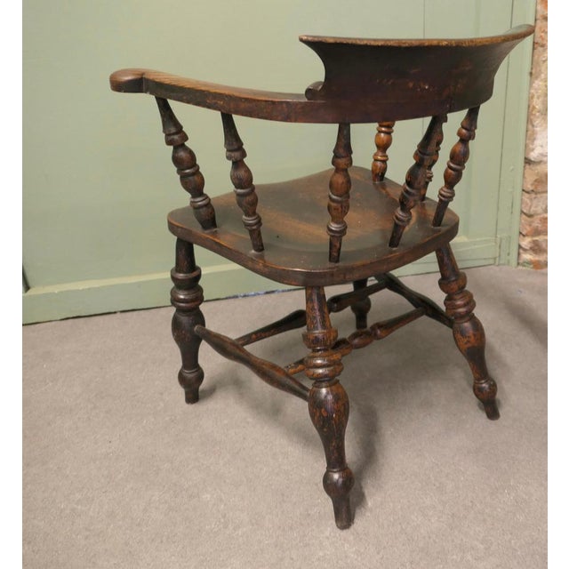 Late 19th Century English Oak and Elm Windsor Captain's Chairs, 1880, Set of 6 For Sale - Image 5 of 8