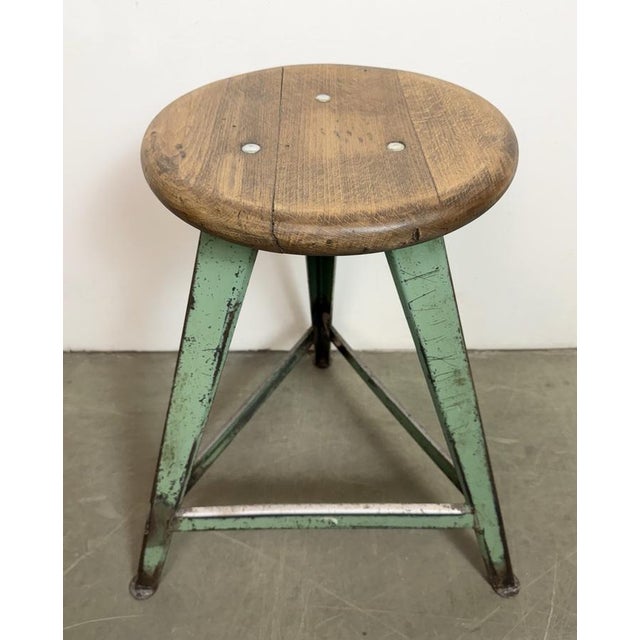 Industrial Green Workshop Stool, 1960s For Sale - Image 16 of 17