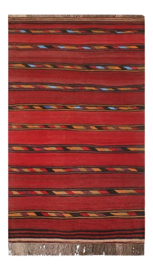 1960s Turkish Tribal Antique Kilim Red Blue Hand-Woven Area Rug