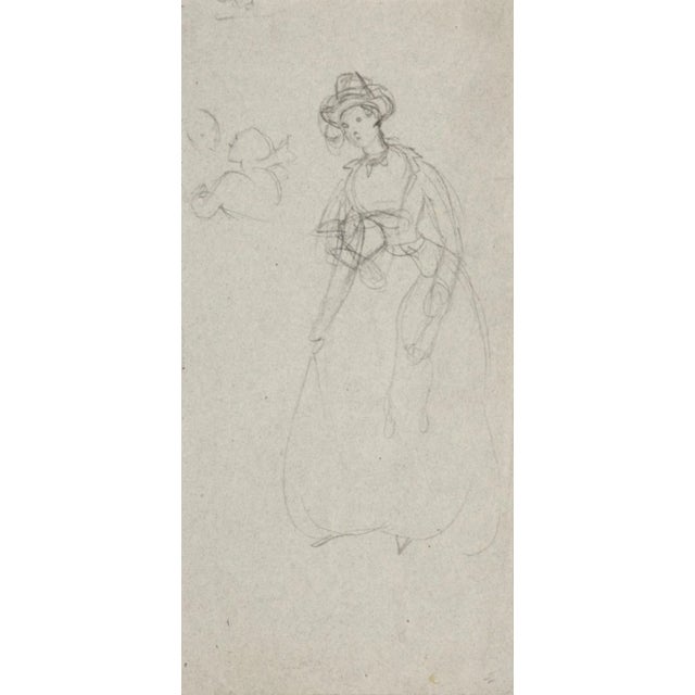 Woman Figure'' 1853's is an original drawing on paper, signed and dated by Edmund De Beaumont, on the back of the drawing....