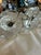 Crystal mantle or boudoir lamps in lovely vintage condition. No chips or cracks. Refracts light beautifully. faceted bases...