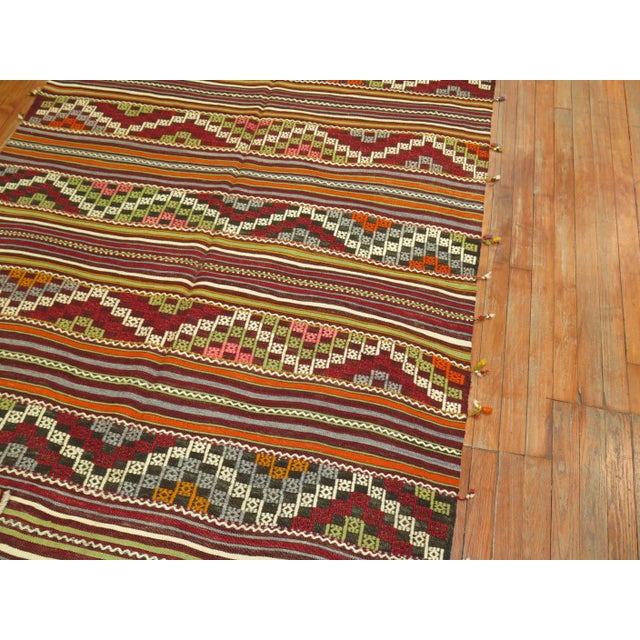 Colorful Vintage Turkish Jajim Flat-Weave For Sale - Image 4 of 6