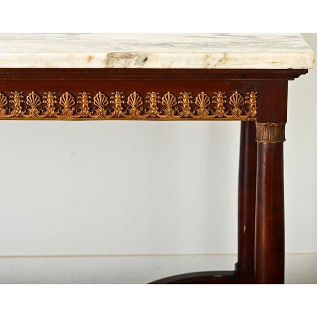 Brown French 19th Century Louis XVI Style Mahogany & Marble Center Table For Sale - Image 8 of 12