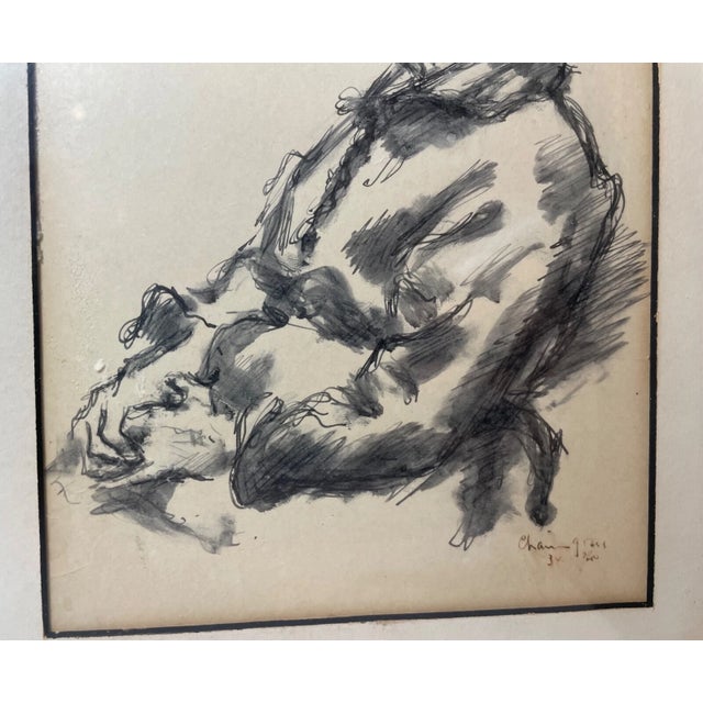 Two Original 60' Signed Chaim Gross Original Ink Drawing Elder Lady Art For Sale - Image 15 of 15