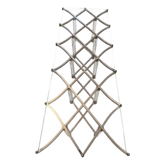 1970s Attributed to Charles Hollis Jones Nickel and Lucite Treillage Coffee Table For Sale