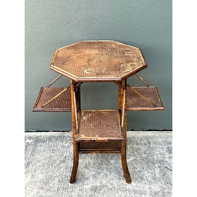 Early 20th Century Vintage Octagon Bamboo Side Table For Sale - Image 5 of 12