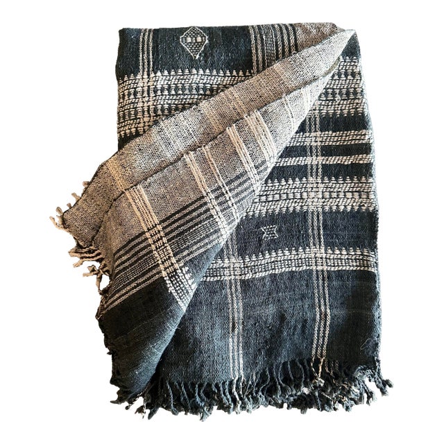Vintage Akriti Slate Wool Throw For Sale