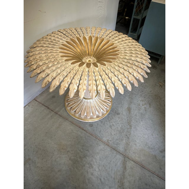Ivory 1970s Vintage Hollywood Regency Palm Base Table From Chelini Florence, Italy, 1970s For Sale - Image 8 of 10