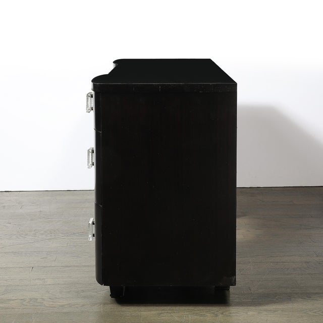 Art Deco Ebonized Walnut Vanity Desk W/ Molded Lucite Pulls For Sale - Image 9 of 12