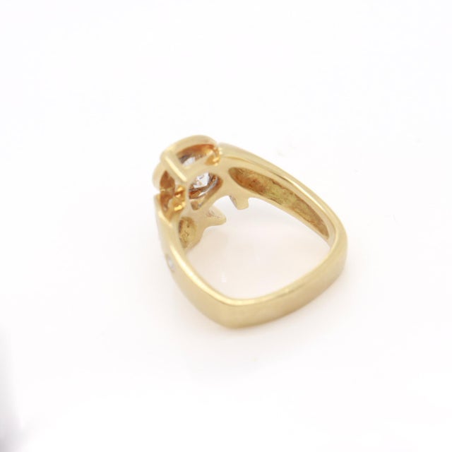 Modernist 18k Gold & 2.22 CTW Marquise Brilliant Cut Diamond Signet Style Ring For Sale - Image 10 of 12