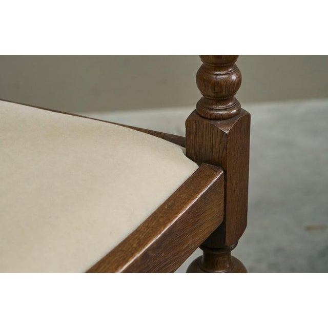 French Chairs in Oak and Velvet, 1940s, Set of 4 For Sale - Image 12 of 14