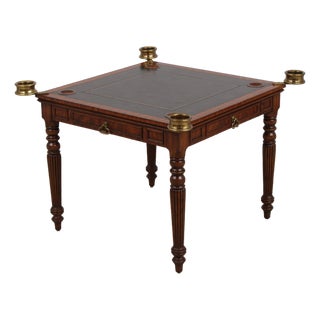 Maitland Smith Leather Top Game Table For Sale