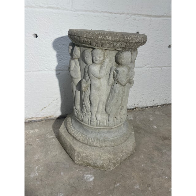 English Late 19th C English Concrete Plant Stand With Classic Decorative Figures For Sale - Image 3 of 8