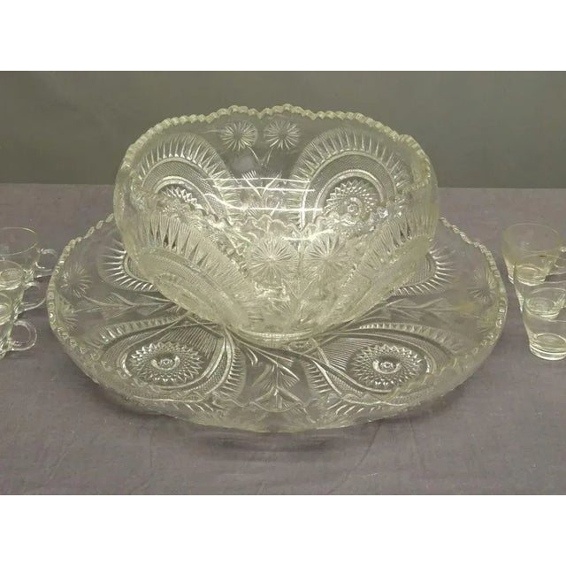Late 19th Century 19th Century Antique Cut Glass Punch Bowl Set- 22 Pieces For Sale - Image 5 of 6