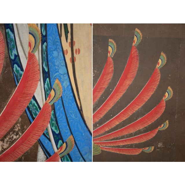 Large Meiji to Early Showa Japanese 8-Panel Painted Byobu Screen "Celestial Maiden" For Sale - Image 15 of 18