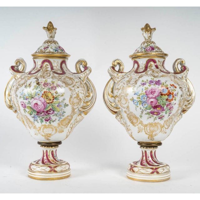 Napoleon III Porcelain Covered Vases, Set of 2 For Sale - Image 6 of 10