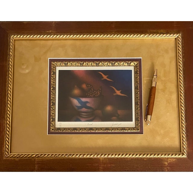 Traditional Vintage Laurent Schkolnyk Professionally Framed “Envol” Mezzotint Numbered & Signed For Sale - Image 3 of 5