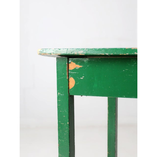 Antique Primitive Green Farmhouse Table For Sale - Image 14 of 18