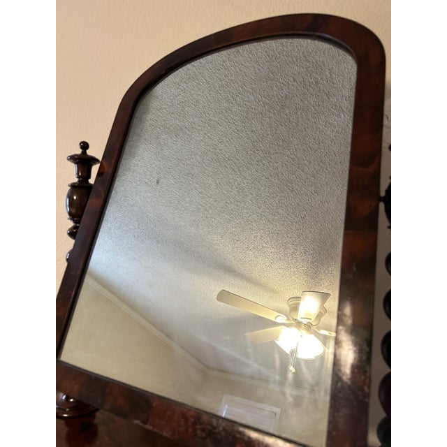 Antique Dresser Mirror Mahogany Flame Bun Feet For Sale - Image 12 of 12