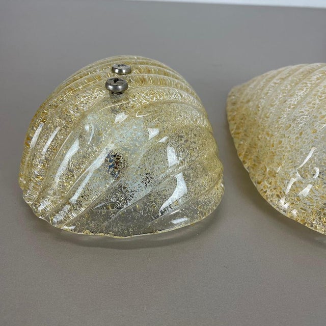 Murano Gold Flake Ice Glass Wall Sconces, Germany, 1980s, Set of 2 For Sale - Image 6 of 18