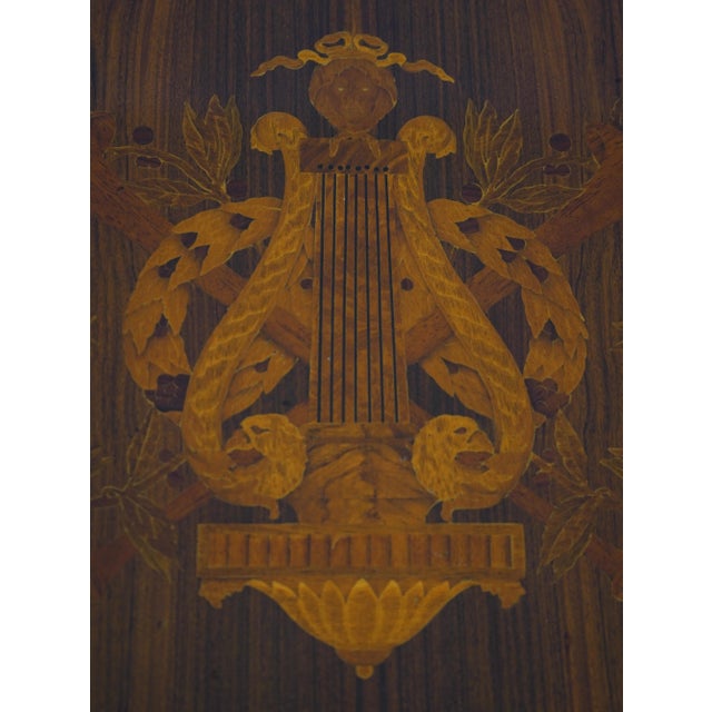 Rho Mobili Neoclassical Inlaid Pedestal Lamp Center Table For Sale - Image 10 of 13