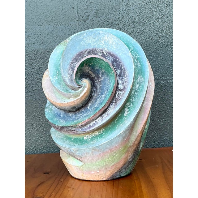 Contemporary Vintage Hand Painted Geometric Sculpture. For Sale - Image 3 of 12