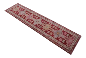 Kurdish Runner Rug . Hand-Knotted Herki Runner Rug Kitchen Island Hallway Decor - 2′9″ × 11′11″