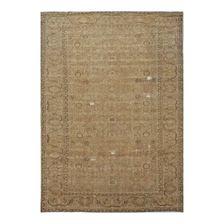 Antique Distressed Persian Malayer Wool 9x13 Beige, Taupe & Black Handmade Area Rug #1140267 For Sale