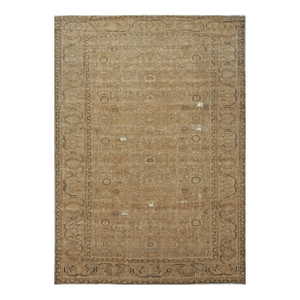 Antique Distressed Persian Malayer Wool 9x13 Beige, Taupe & Black Handmade Area Rug #1140267