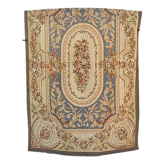 Aubusson Rug with Terracotta Border For Sale