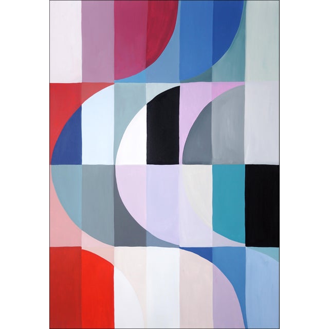 2025, Bauhaus Tiles Patterns, Large Diptych Painting, Solar Eclipse in La Condesa by Natalia Roman For Sale - Image 4 of 10