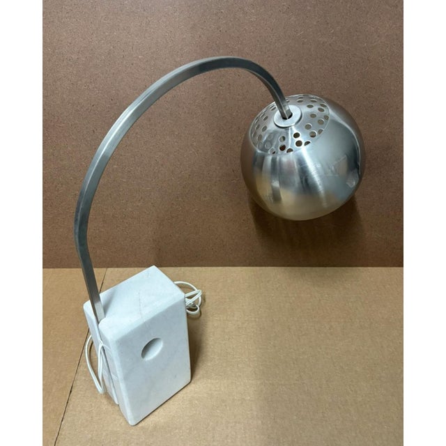 Mid-Century Modern Vintage Marble and Chrome Arco Table Lamp For Sale - Image 3 of 17