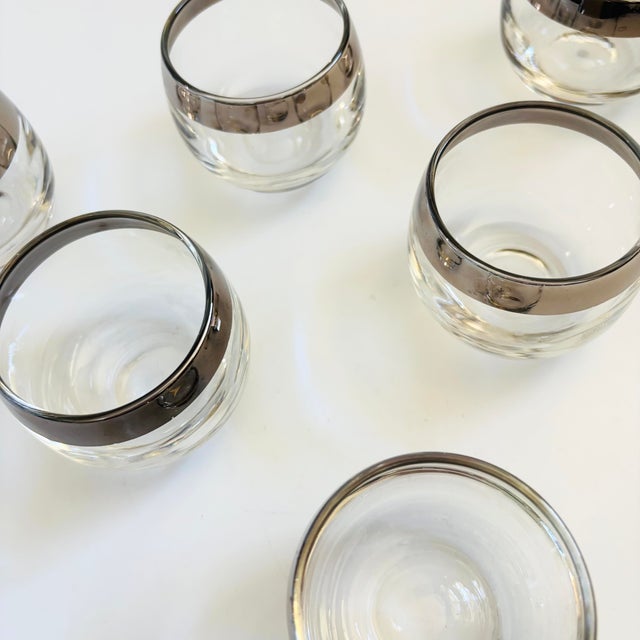 Mid Century Silver Rim Roly Poly Cordials - Set of 6 For Sale In San Francisco - Image 6 of 6