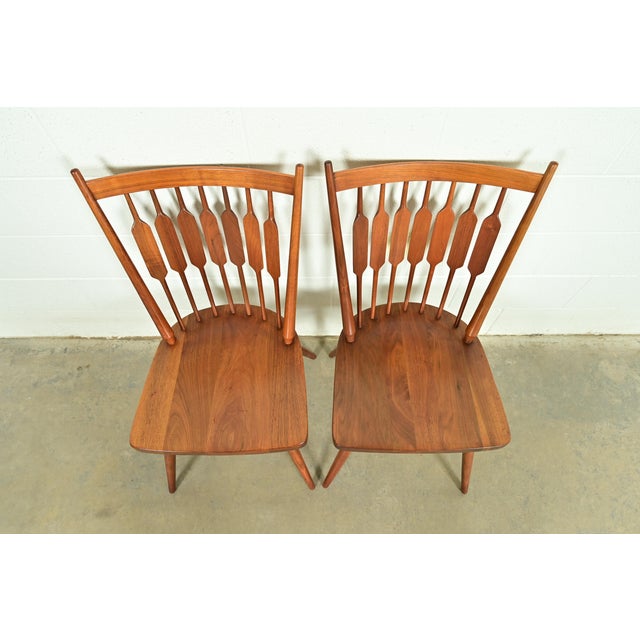 1960s Kipp Stewart for Drexel Declaration Sculpted Walnut Side Chairs or Dining Chairs, Pair For Sale - Image 5 of 13