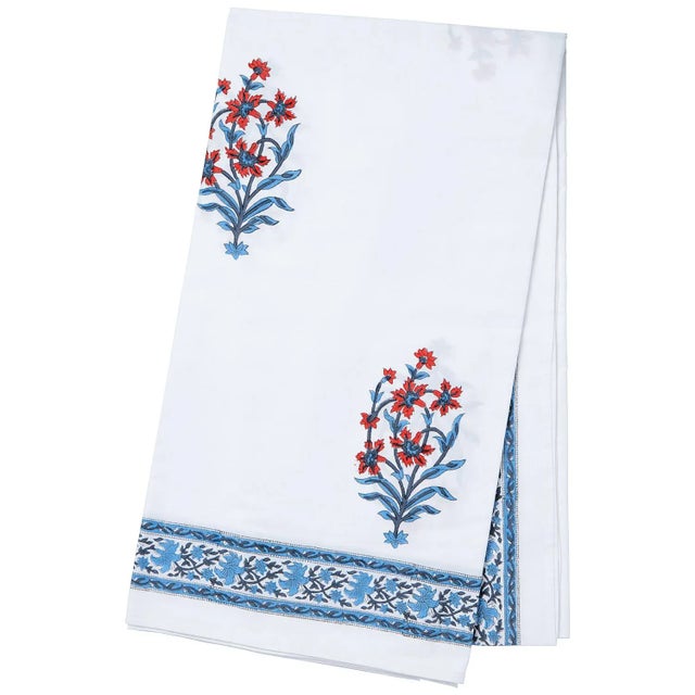 Not Yet Made - Made To Order Nargis 4-Seat Orange & Blue Tablecloth For Sale - Image 5 of 6