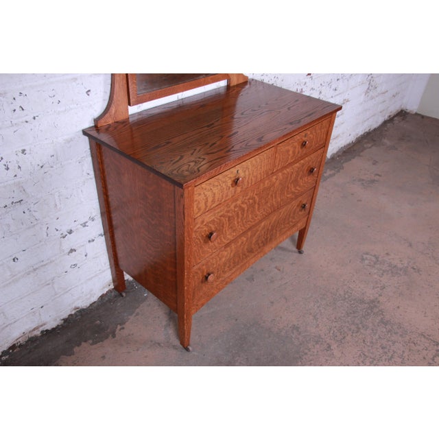 Antique Tiger Oak Dresser With Swing Mirror, Circa 1900 Chairish