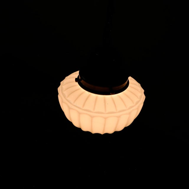 Glass Art Deco Milk Glass Pendant Light For Sale - Image 7 of 14
