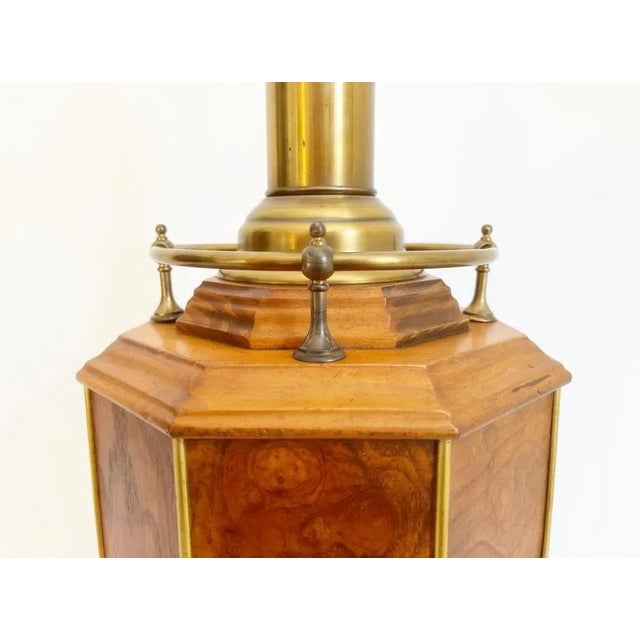 1960s 1960s Burl Wood Column Lamp & Shade by Knob Creek For Sale - Image 5 of 18