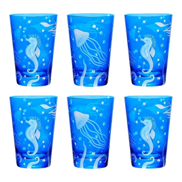 ARTEL Sea Life Frutti di Mare II Tumbler in Azure - Set of 6 For Sale