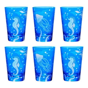 ARTEL Sea Life Frutti di Mare II Tumbler in Azure - Set of 6
